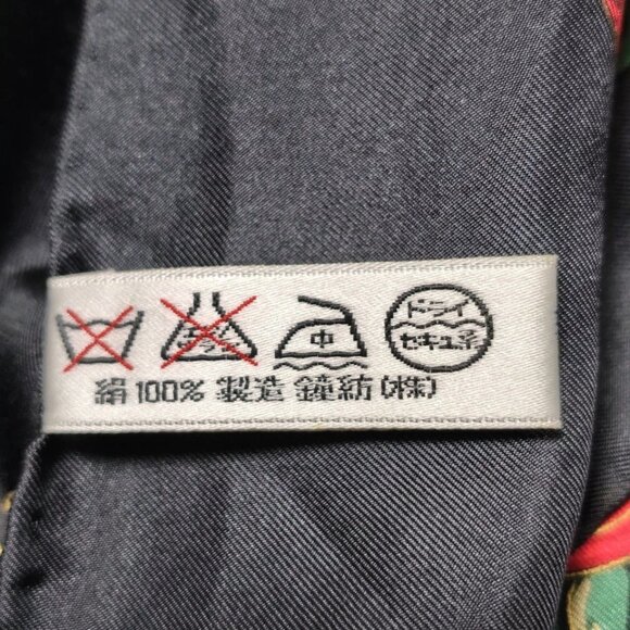 DIOR/ChristianDior - Black Green Red Multi Scarf 117-061725 - Picture 10 of 11